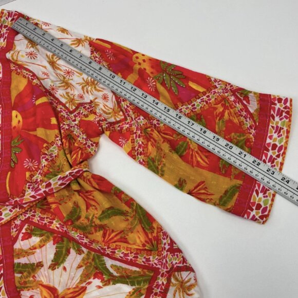 Haute Hippie Size M Kimono Top & Pant Set Colorful Tropical Bohemian Festival - Picture 15 of 16